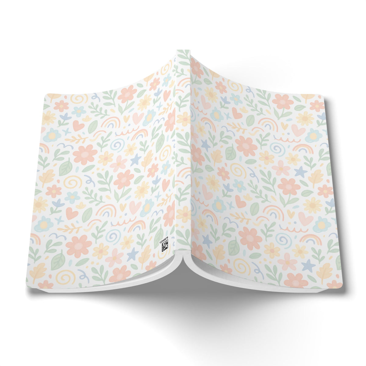 Floral Pastel Softcover Journal — Rainbow Hearts & Blooms Notebook
